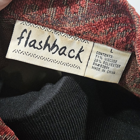 Flashback 90's Vintage Burgundy Aztec Boho Southwestern Tapestry Jacket Medium - Picture 3 of 8